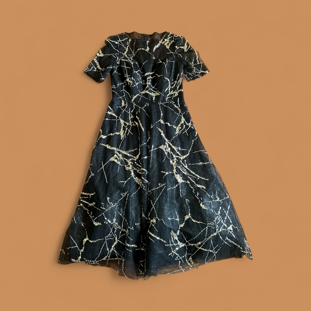 • New Listing • Rickie Freeman for Teri Jon Dress in Black and Gold - Picture 2 of 7